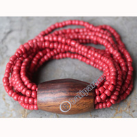 Bracelet, Made From Glassbeads With Sono Wood