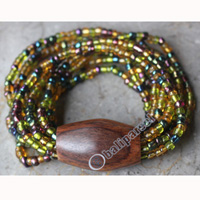 Bracelet, Made From Glassbeads With Sono Wood