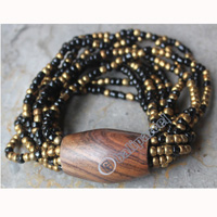 Bracelet, Made From Glassbeads With Sono Wood