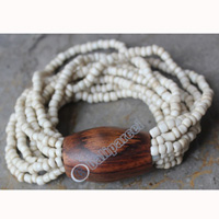 Bracelet, Made From Glassbeads With Sono Wood