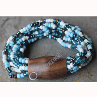 Bracelet, Made From Glassbeads With Sono Wood