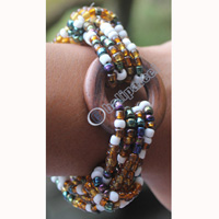 Bracelet, Made From Glassbeads With Sono Wood