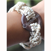 Bracelet, Made From Glassbeads With Sono Wood