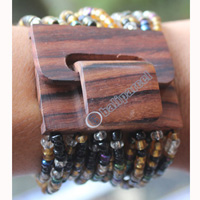 Bracelet, Made From Glassbeads With Sono Wood