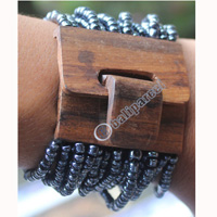 Bracelet, Made From Glassbeads With Sono Wood