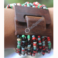 Bracelet, Made From Glassbeads With Sono Wood