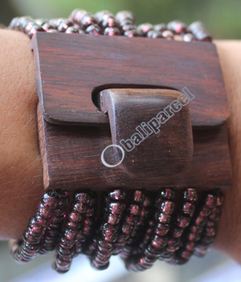 Bracelet, Made From Glassbeads With Sono Wood