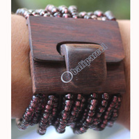 Bracelet, Made From Glassbeads With Sono Wood
