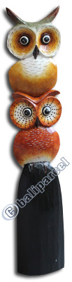Wooden 2 Owl, Handcarved From Albesia Wood