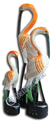 Wooden Heron Set Of 3, Hand Carved From Albesia Wood