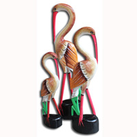 Wooden Heron Set Of 3, Hand Carved From Albesia Wood