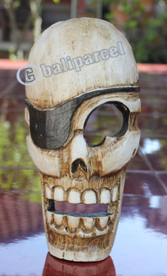 Pirate Skull, Handmade From Albesia Wood