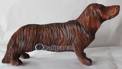 Wooden Dog, Hand Carved From Suar Wood