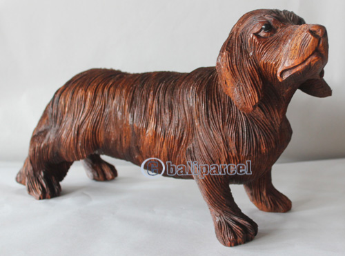 Wooden Dog, Hand Carved From Suar Wood