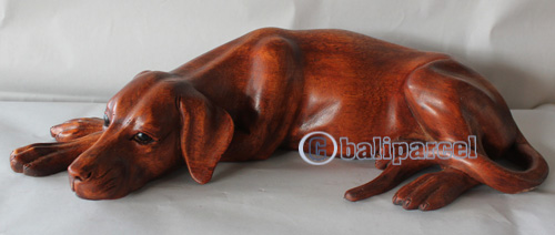 Wooden Dog, Hand Carved From Suar Wood