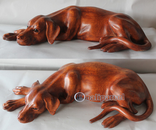Wooden Dog, Hand Carved From Suar Wood