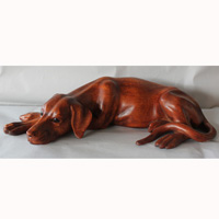 Wooden Dog, Hand Carved From Suar Wood