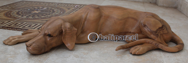 Wooden Dog, Hand Carved From Suar Wood