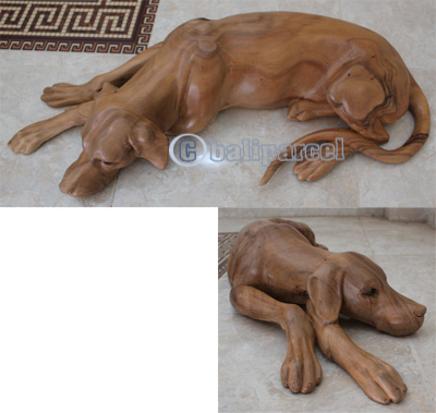 Wooden Dog, Hand Carved From Suar Wood