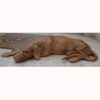 Wooden Dog, Hand Carved From Suar Wood