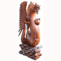Wooden Dragon, Hand Carved From Suar Wood