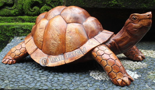 Wooden Tortoise, Hand Carved From Suar Wood