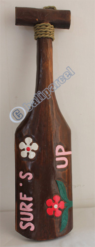 Wooden Tiki Paddle, Hand Carved From Albesia Wood