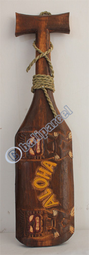 Wooden Tiki Paddle, Hand Carved From Albesia Wood