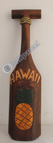 Wooden Tiki Paddle, Hand Carved From Albesia Wood