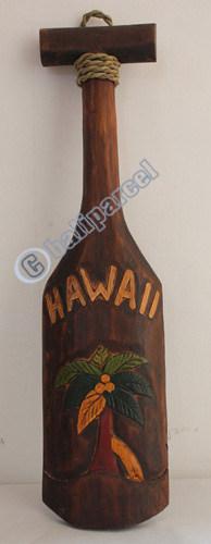Wooden Tiki Paddle, Hand Carved From Albesia Wood