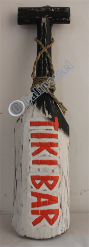 Wooden Tiki Paddle, Hand Carved From Albesia Wood