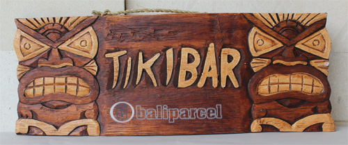 Wooden Tiki Wallhanging, Hand Carved From Albesia Wood