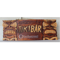 Wooden Tiki Wallhanging, Hand Carved From Albesia Wood