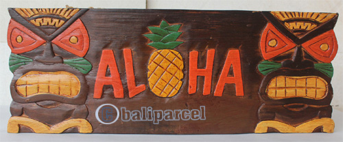 Wooden Tiki Wallhanging, Hand Carved From Albesia Wood