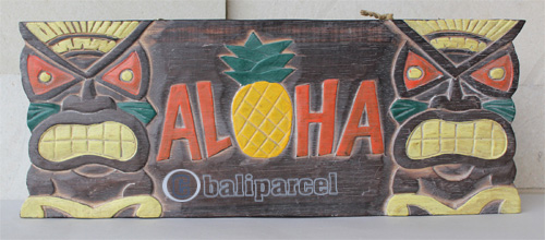 Wooden Tiki Wallhanging, Hand Carved From Albesia Wood