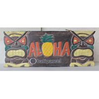 Wooden Tiki Wallhanging, Hand Carved From Albesia Wood