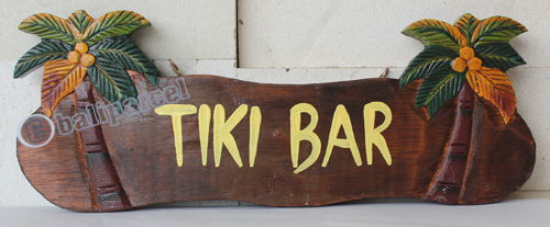 Wooden Tiki Wallhanging, Hand Carved From Albesia Wood