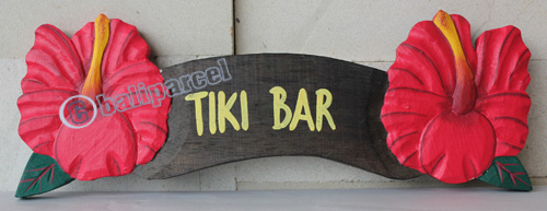Wooden Tiki Wallhanging, Hand Carved From Albesia Wood