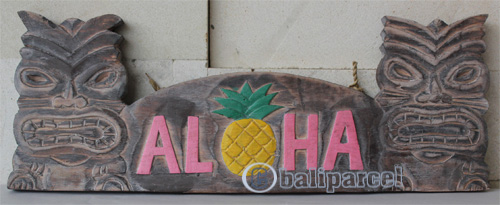 Wooden Tiki Wallhanging, Hand Carved From Albesia Wood