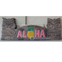 Wooden Tiki Wallhanging, Hand Carved From Albesia Wood