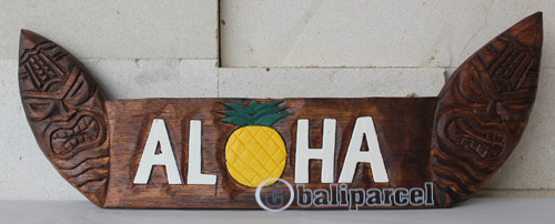 Wooden Tiki Wallhanging, Hand Carved From Albesia Wood