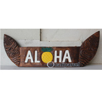 Wooden Tiki Wallhanging, Hand Carved From Albesia Wood