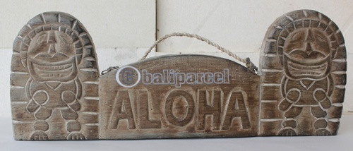 Wooden Tiki Wallhanging, Hand Carved From Albesia Wood