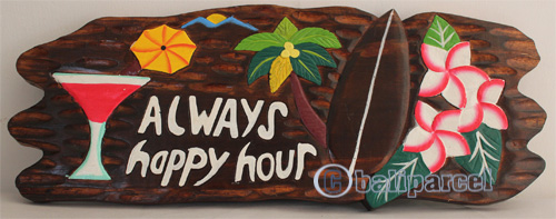 Wooden Tiki Wallhanging, Hand Carved From Albesia Wood