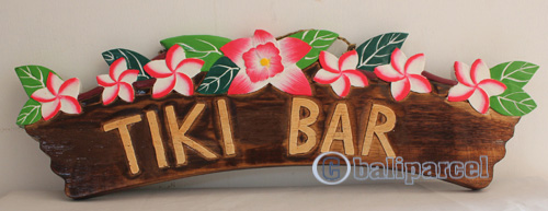 Wooden Tiki Wallhanging, Hand Carved From Albesia Wood