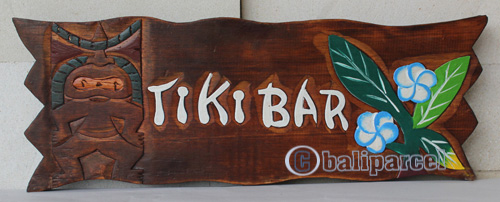 Wooden Tiki Wallhanging, Hand Carved From Albesia Wood