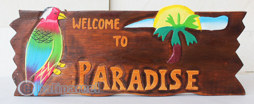 Wooden Tiki Wallhanging, Hand Carved From Albesia Wood