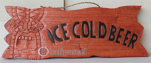 Wooden Tiki Wallhanging, Hand Carved From Jempinis Wood