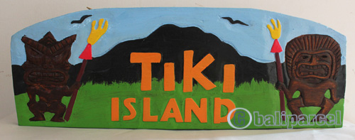 Wooden Tiki Wallhanging, Hand Carved From Albesia Wood