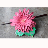 Hair Clip, Made From Leather With Sono Wood